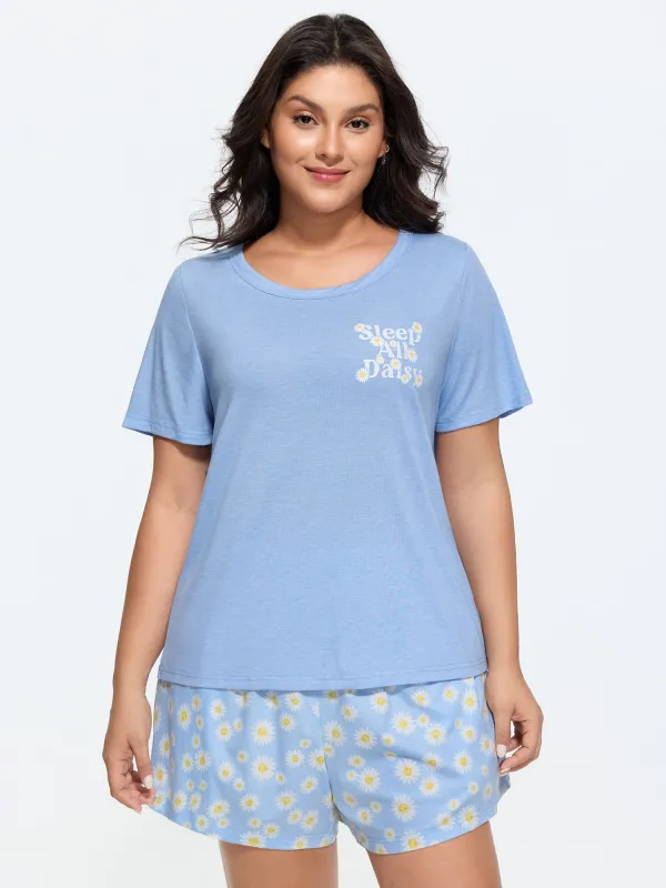 Supersoft Floral Print Color Contrast Pajama Set made by Bloomchic