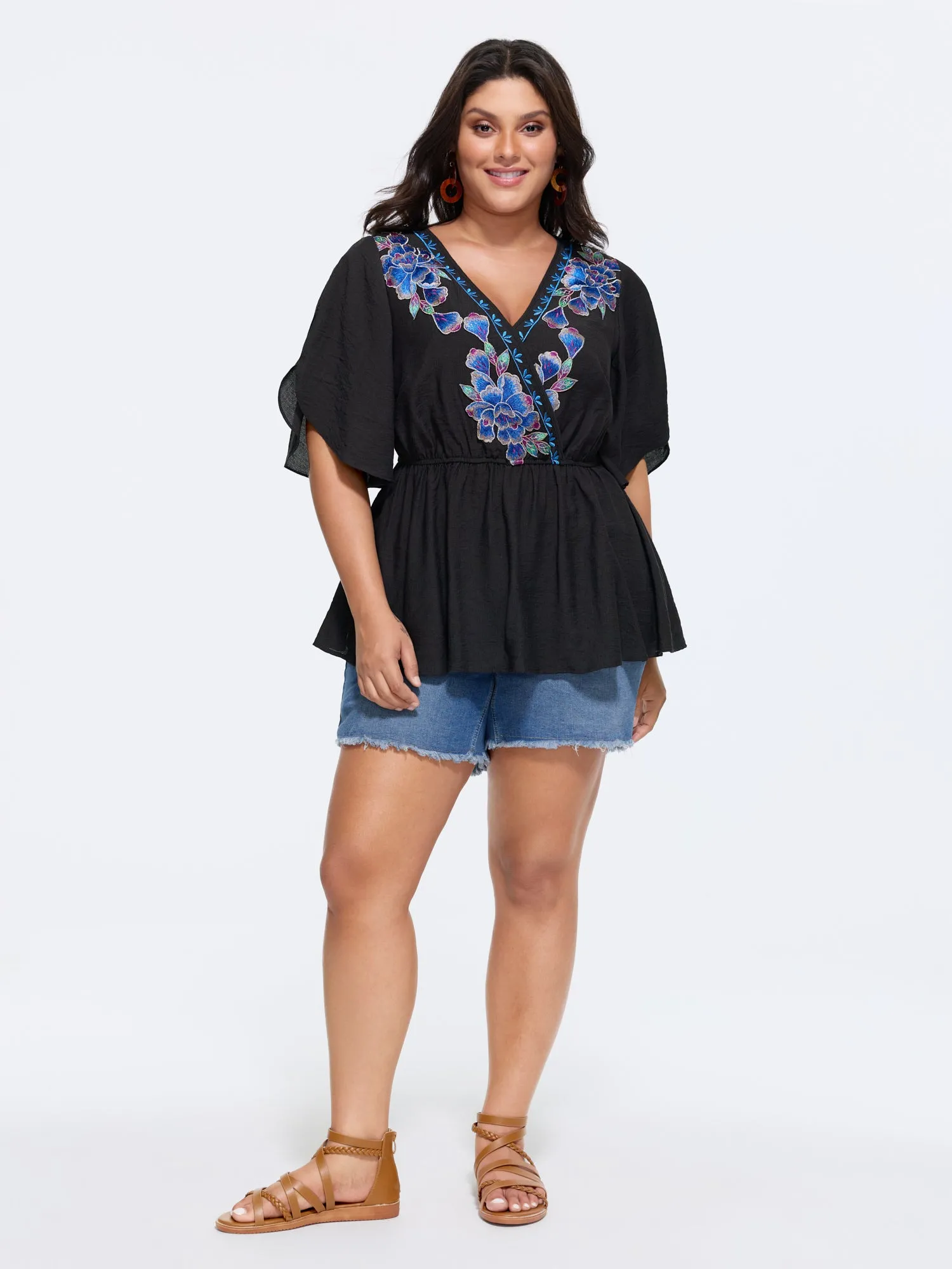 Floral Embroidered Wrap Neckline Top sold by Bloomchic product image thumbnail 3