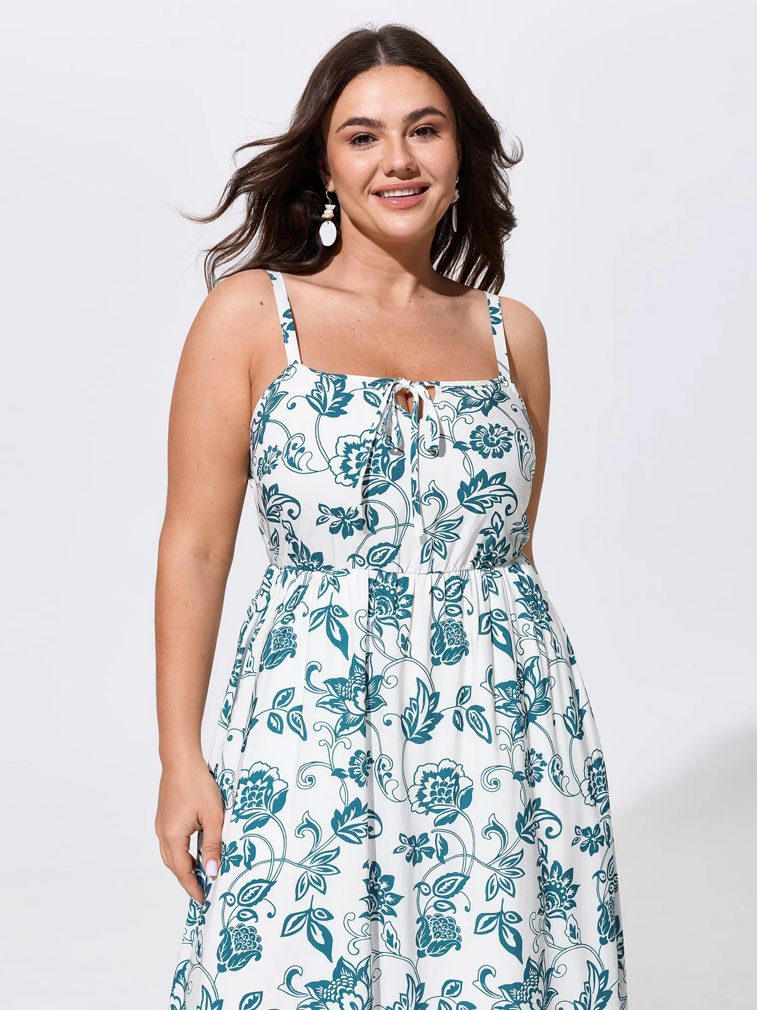 Floral Print Neck-Tie Color Contrast Maxi Dress sold by Bloomchic product image thumbnail 3
