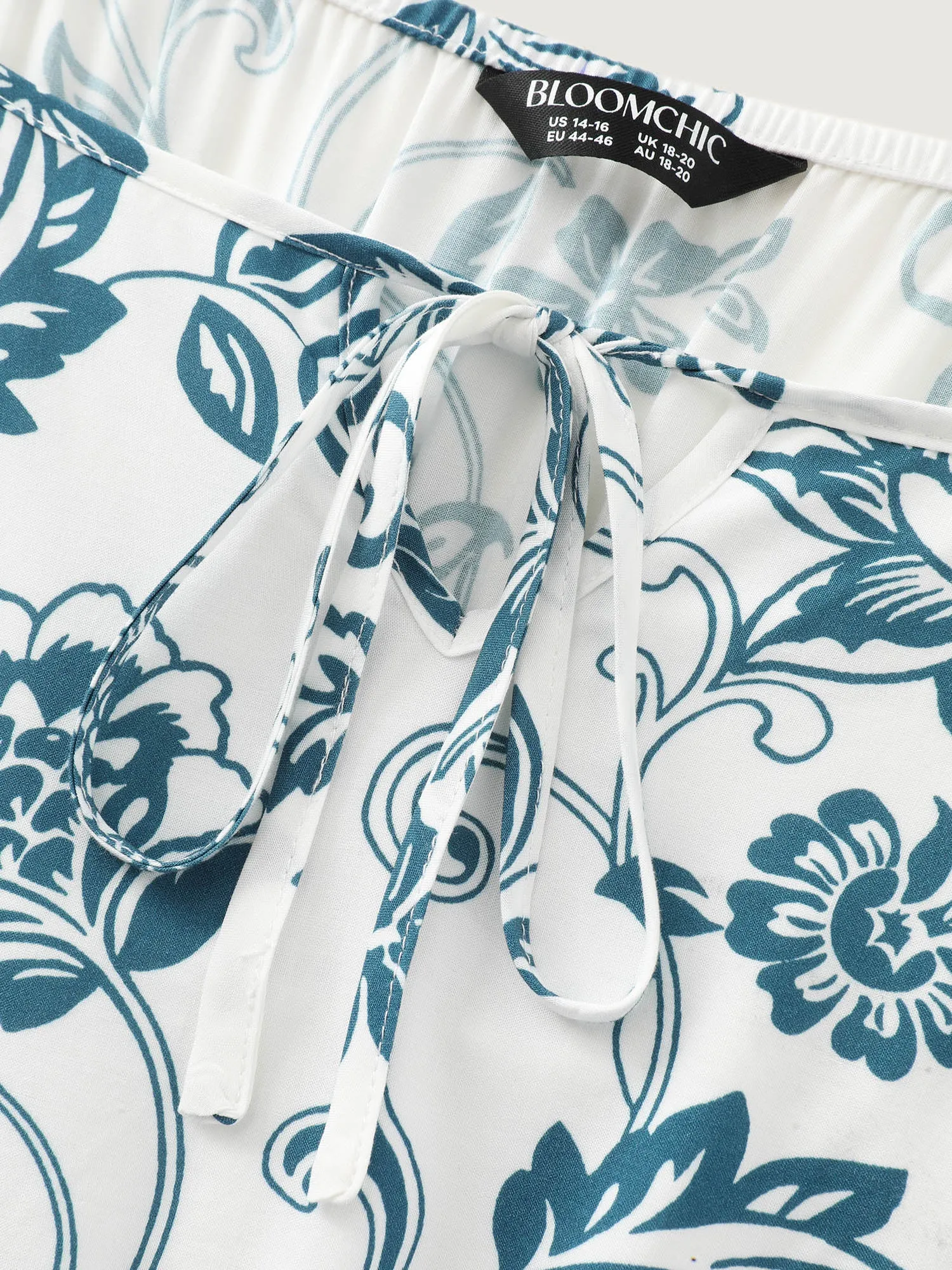 Floral Print Neck-Tie Color Contrast Maxi Dress sold by Bloomchic product image thumbnail 5