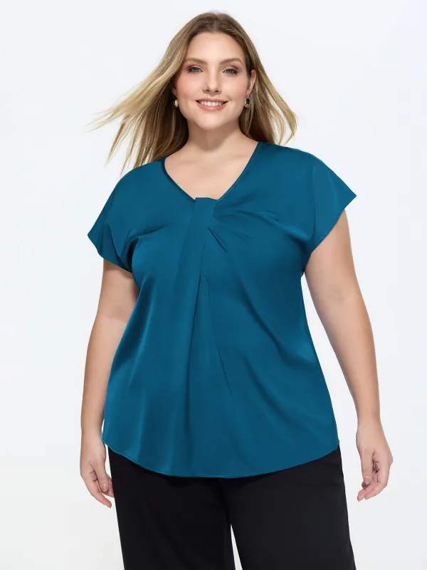 Knotted Front Plain Dolman Sleeve Blouse made by Bloomchic