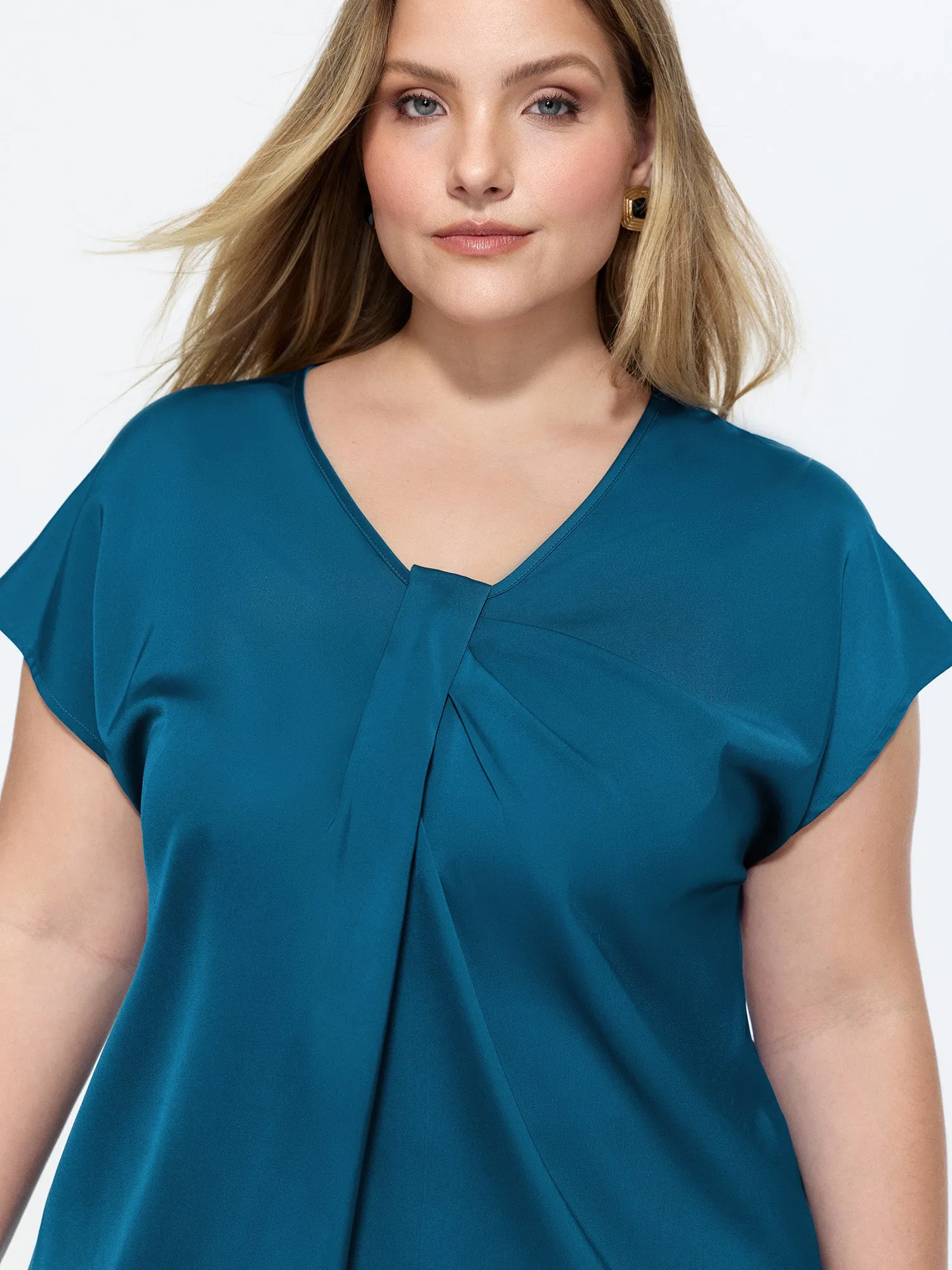 Knotted Front Plain Dolman Sleeve Blouse sold by Bloomchic product image thumbnail 2