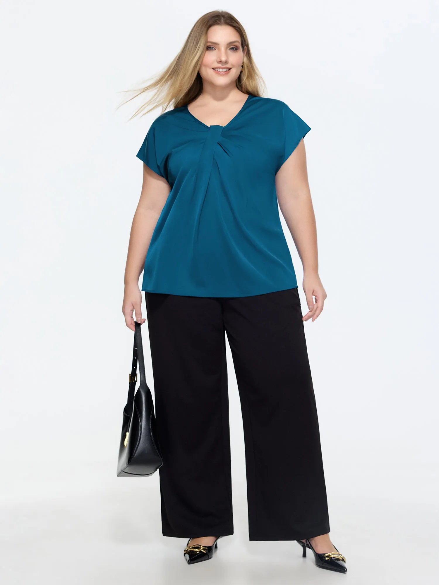 Knotted Front Plain Dolman Sleeve Blouse sold by Bloomchic product image thumbnail 3