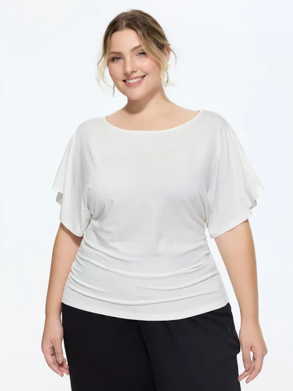 Ruched Adjustable Waist-Tie T-Shirt made by Bloomchic