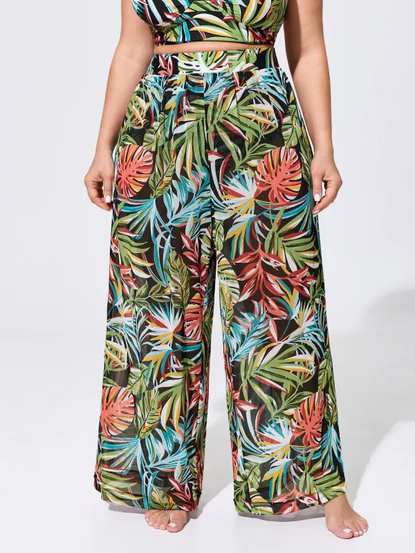 Tropical Vibes Sheer Sarong Set Swim Bottoms made by Bloomchic