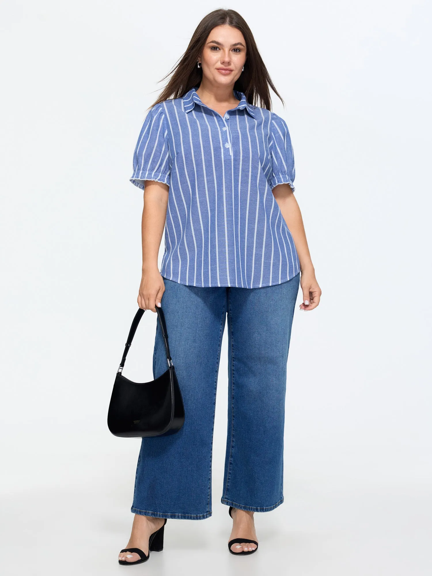 Pure Cotton Striped Puffy Sleeve Blouse sold by Bloomchic product image thumbnail 3
