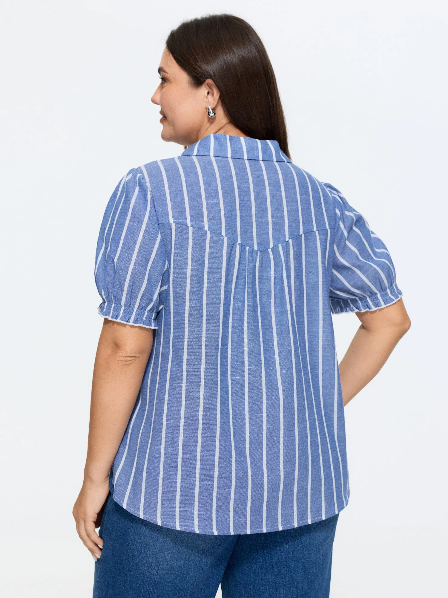 Pure Cotton Striped Puffy Sleeve Blouse sold by Bloomchic product image thumbnail 4