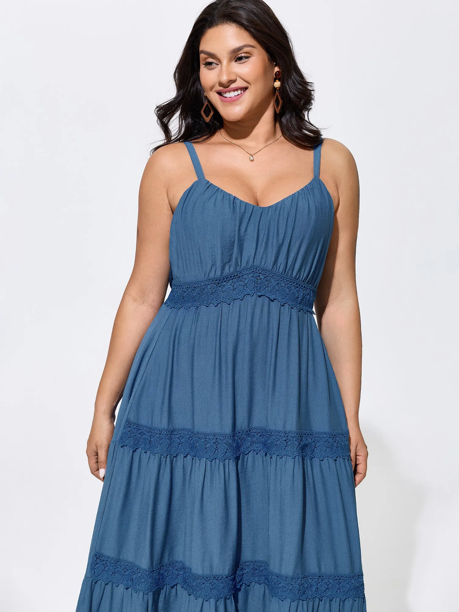 Breathable Plain Tiered Sleeveless Maxi Dress sold by Bloomchic product image thumbnail 3