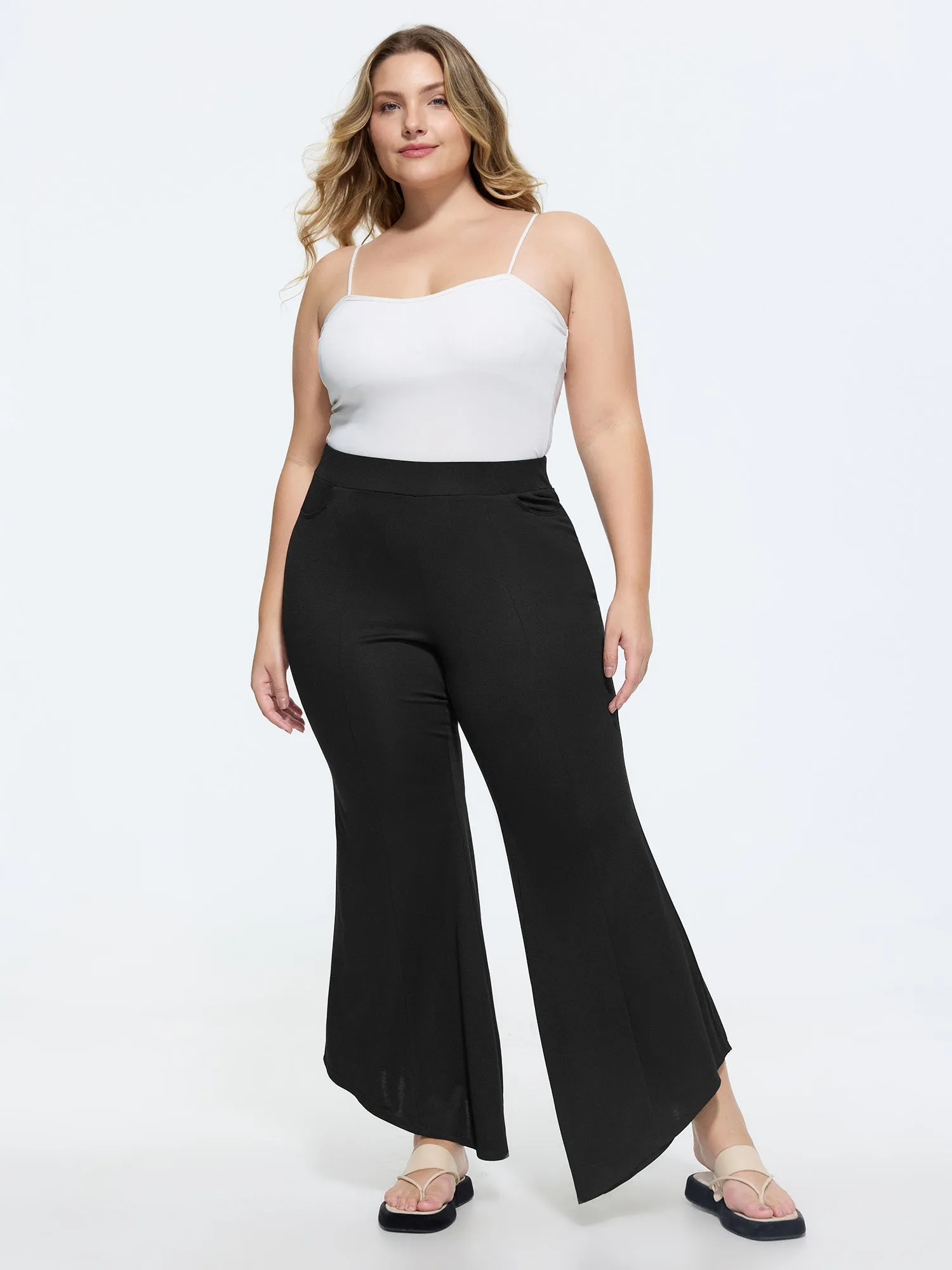 Stretchy Waist Flared High-Rise Pants sold by Bloomchic product image thumbnail 2