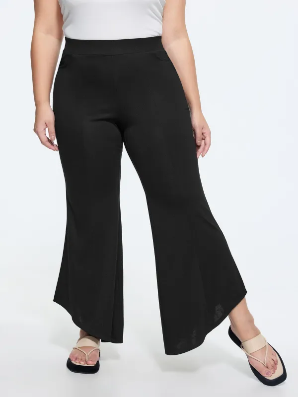 Stretchy Waist Flared High-Rise Pants made by Bloomchic