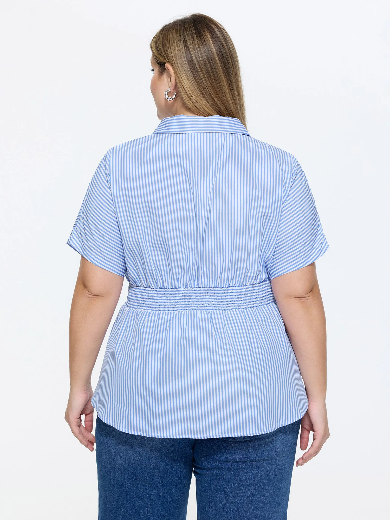 Striped Print Cinched-Waist Blouse sold by Bloomchic product image thumbnail 4