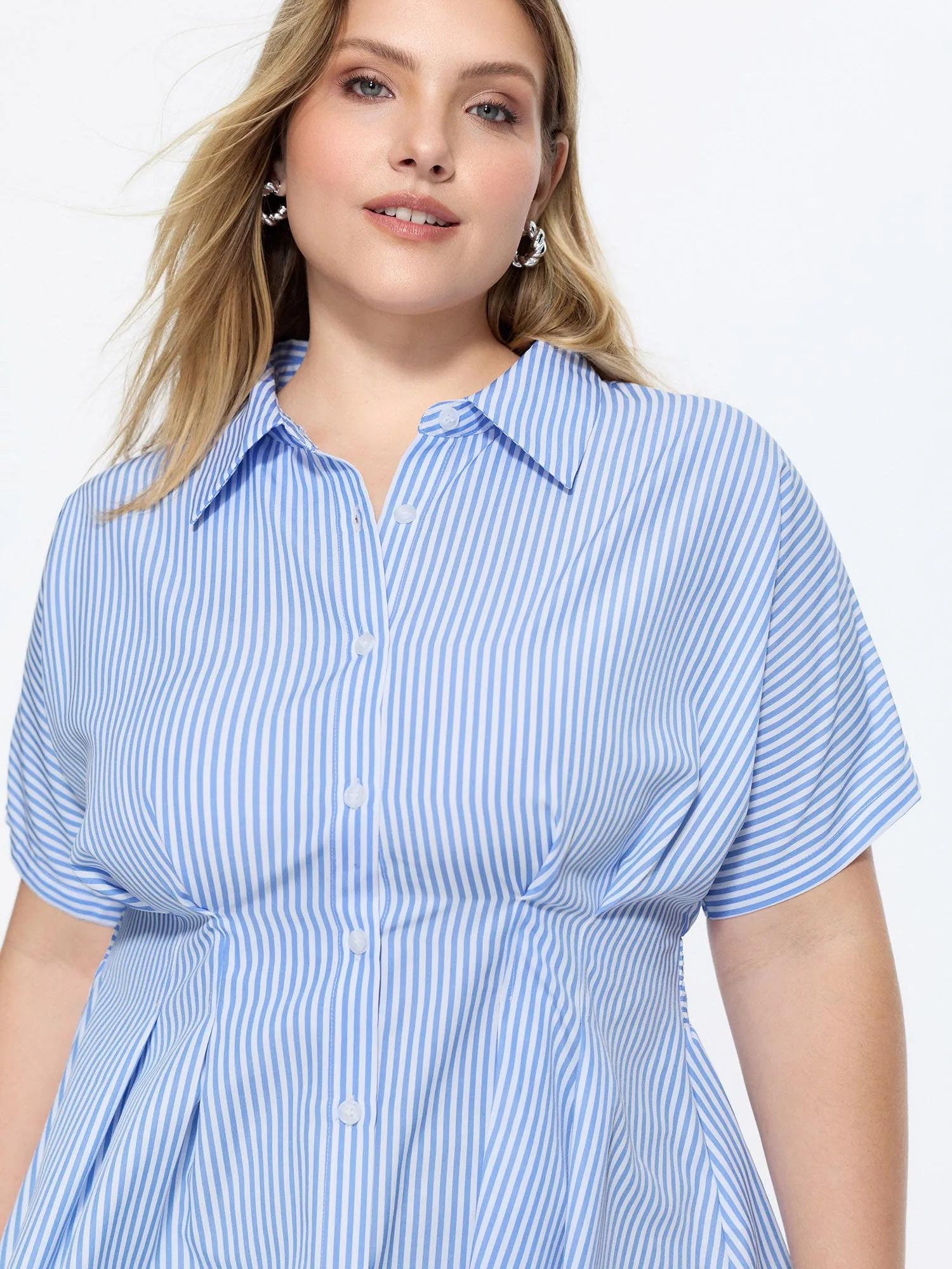 Striped Print Cinched-Waist Blouse sold by Bloomchic product image thumbnail 2