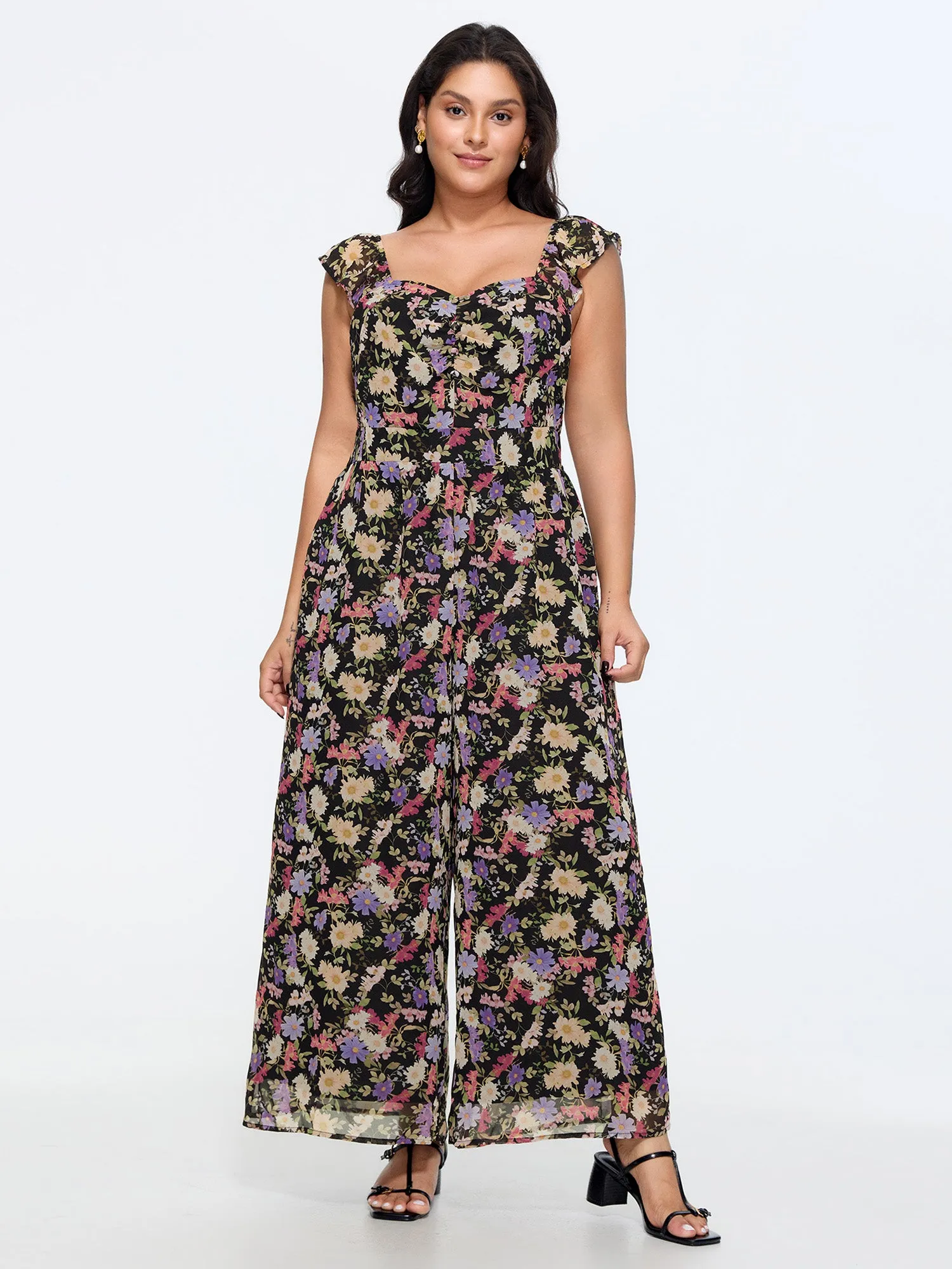 Floral Print Shirred Wide-Leg Jumpsuit sold by Bloomchic