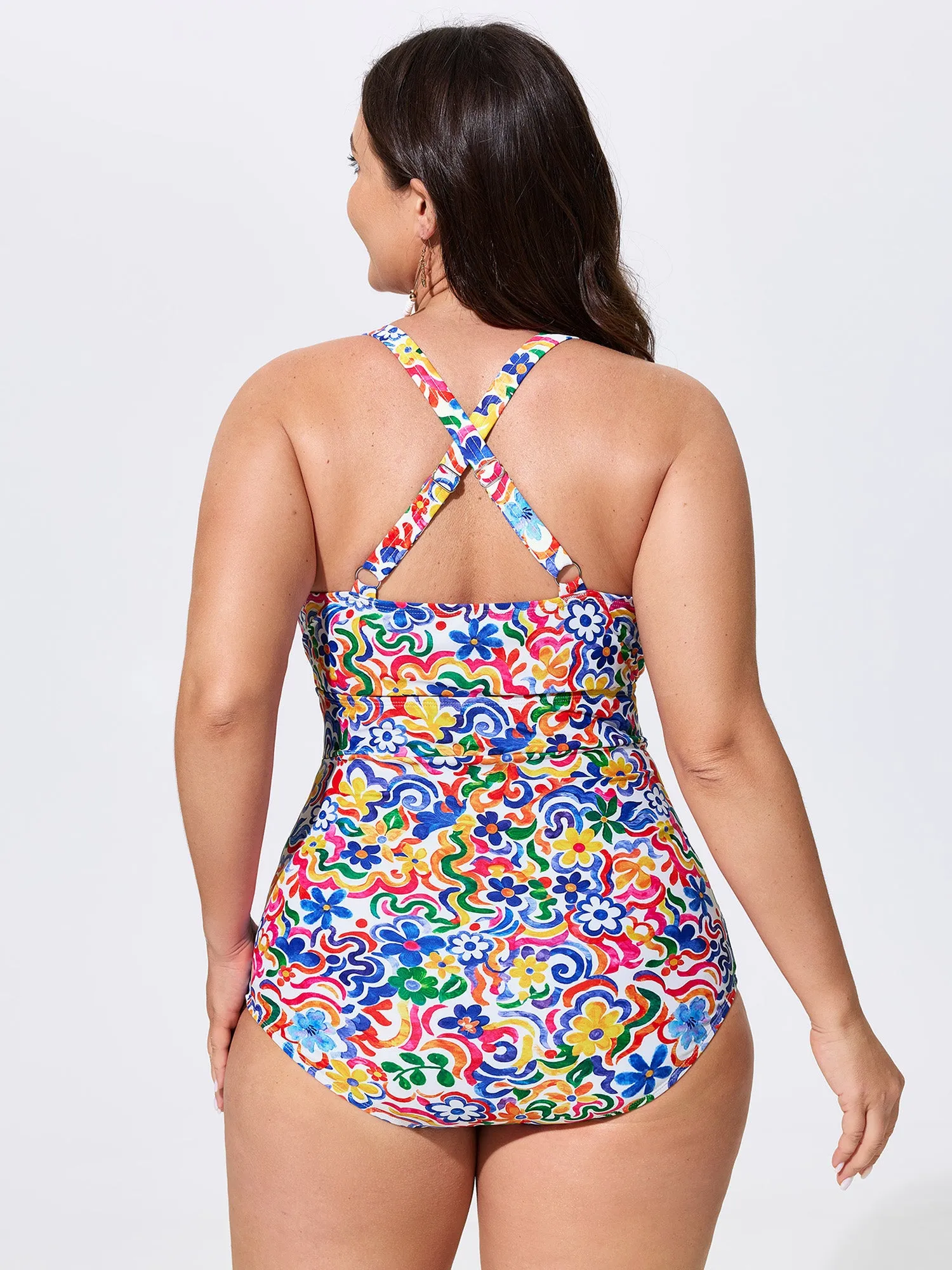 Colorful Floral Print Cut-Out One-Piece Swim sold by Bloomchic product image thumbnail 4