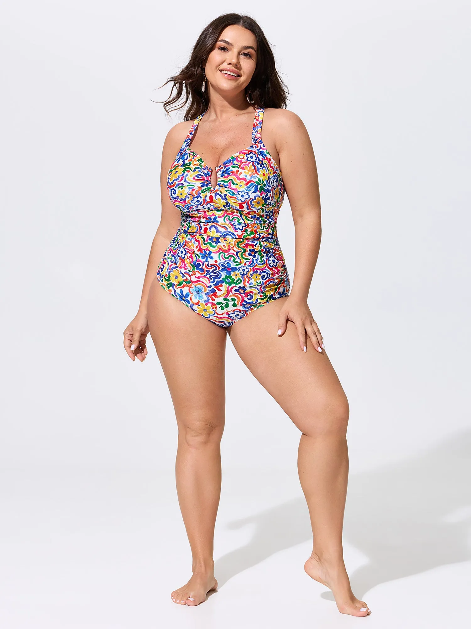 Colorful Floral Print Cut-Out One-Piece Swim sold by Bloomchic product image thumbnail 3
