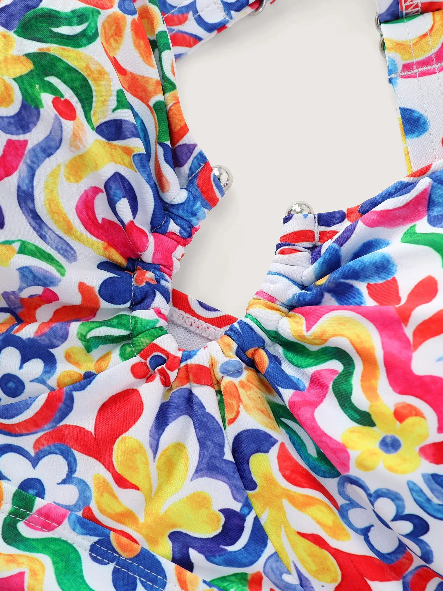 Colorful Floral Print Cut-Out One-Piece Swim sold by Bloomchic product image thumbnail 5