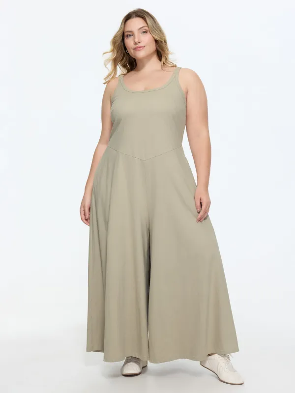 Cotton Sleeveless Wide-Leg Jumpsuit made by Bloomchic
