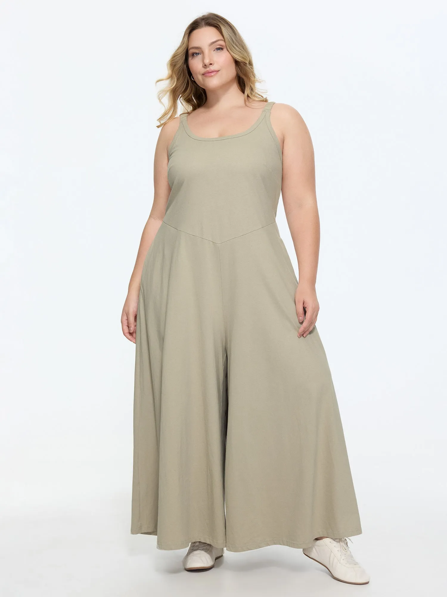 Cotton Sleeveless Wide-Leg Jumpsuit sold by Bloomchic
