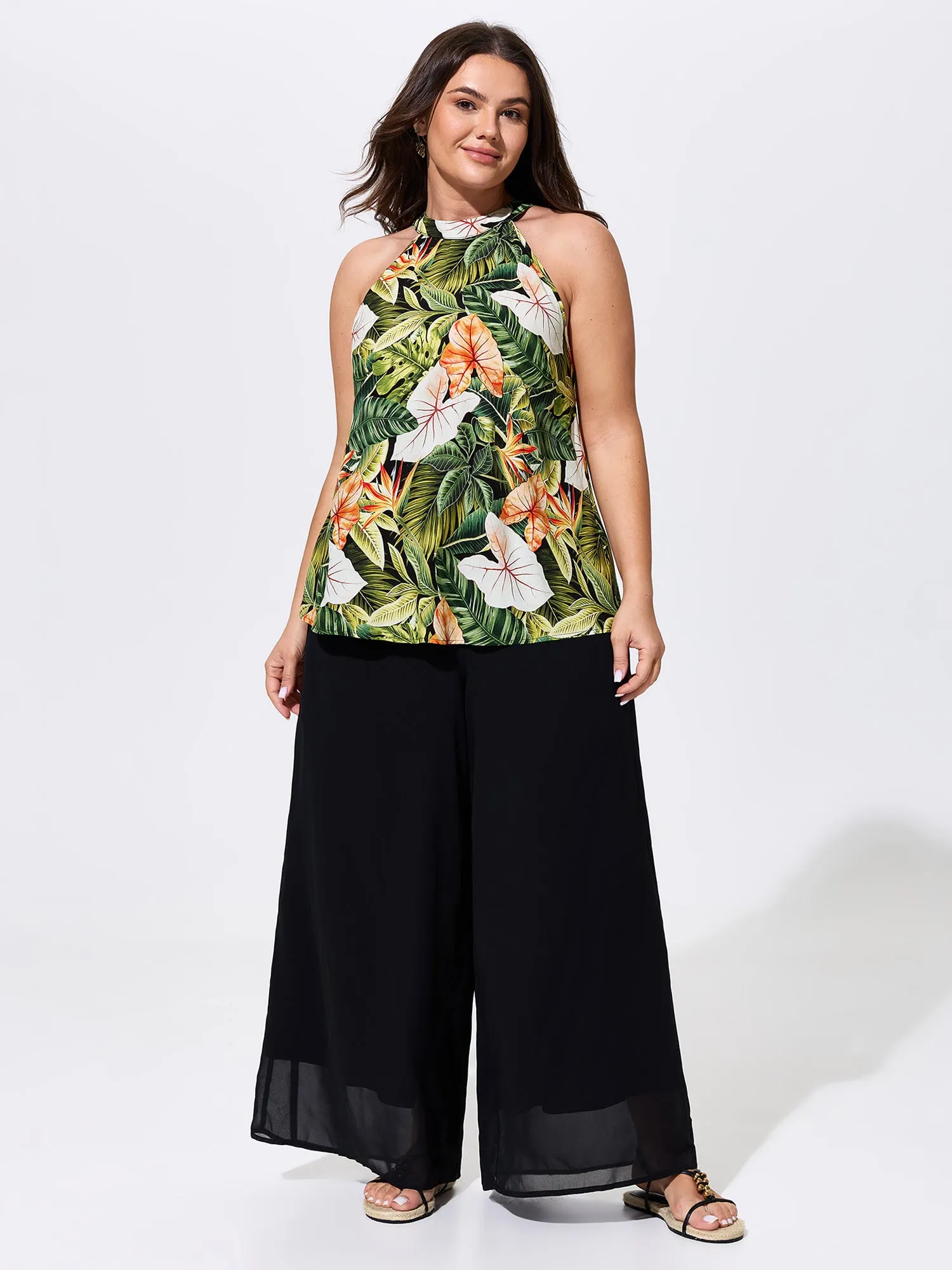 Tropical Print Halter Neckline Tank Top sold by Bloomchic product image thumbnail 3