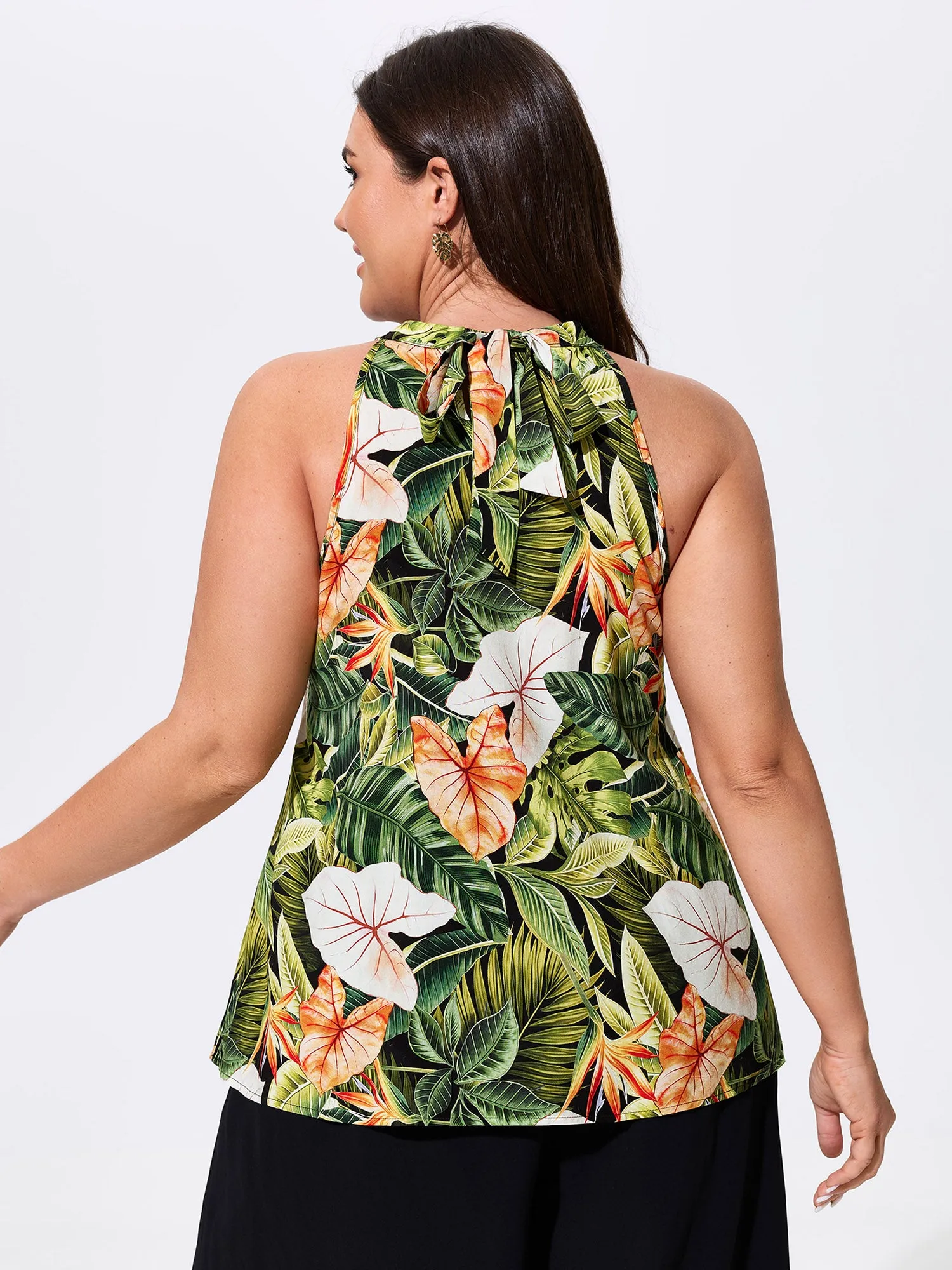 Tropical Print Halter Neckline Tank Top sold by Bloomchic product image thumbnail 4