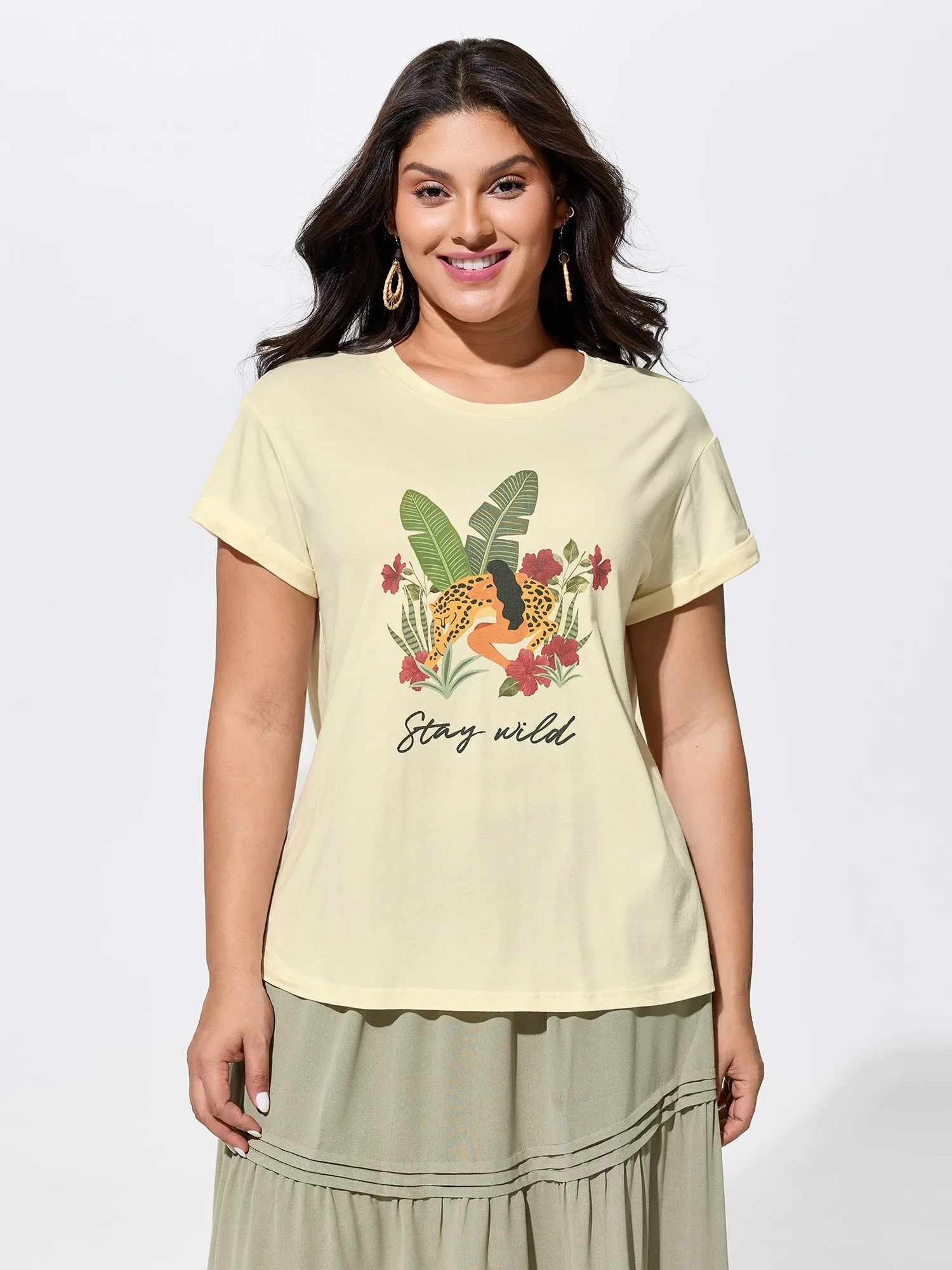 Cotton Stay Wild Printed T-Shirt sold by Bloomchic product image thumbnail 2