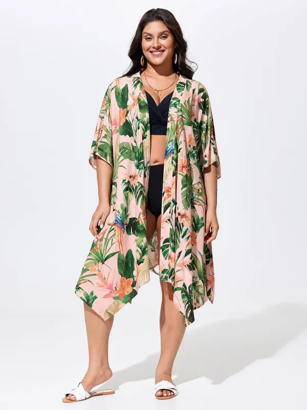 Tropical Escape Waist Tie Kimono made by Bloomchic