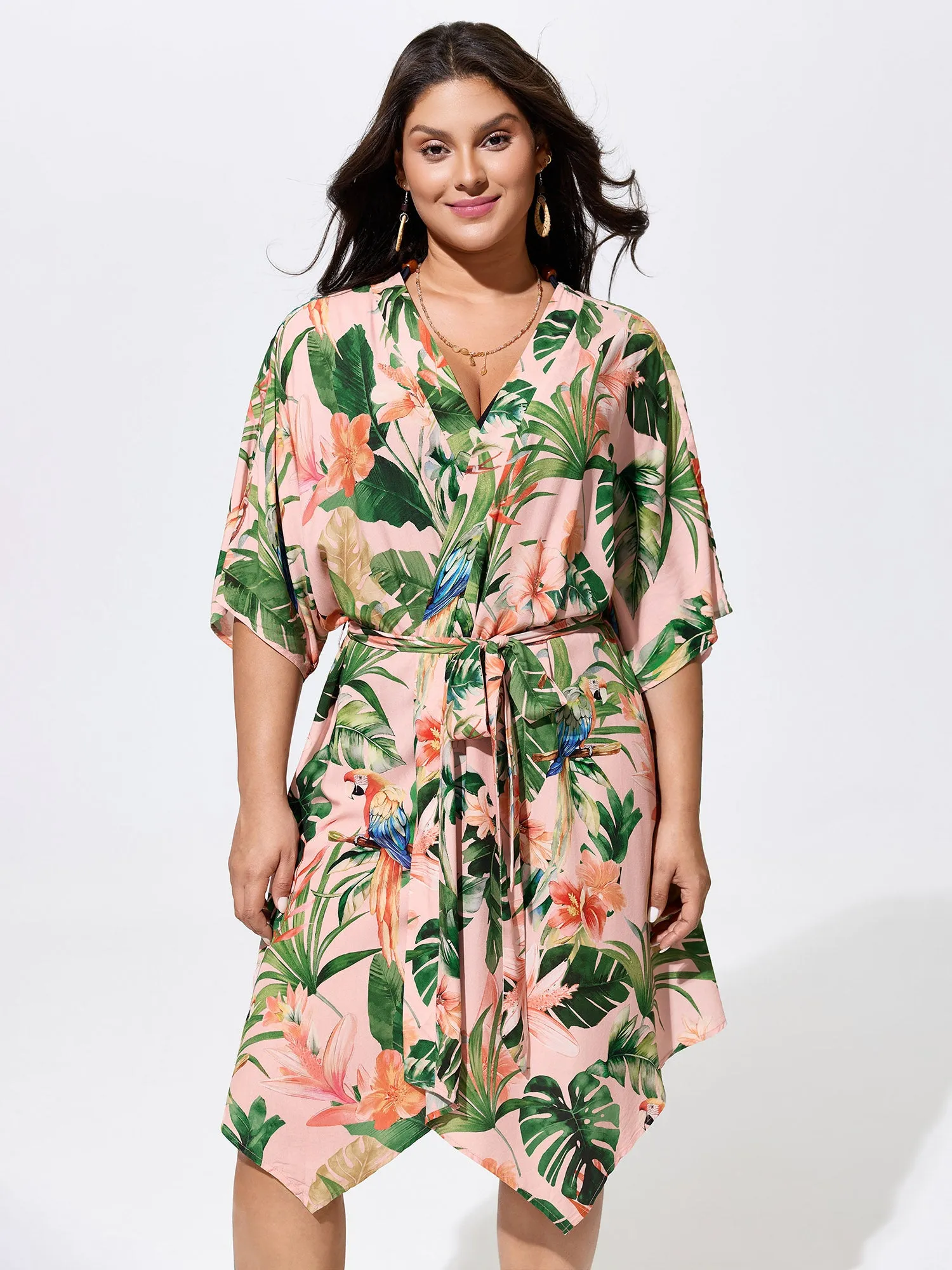 Tropical Escape Waist Tie Kimono sold by Bloomchic product image thumbnail 2