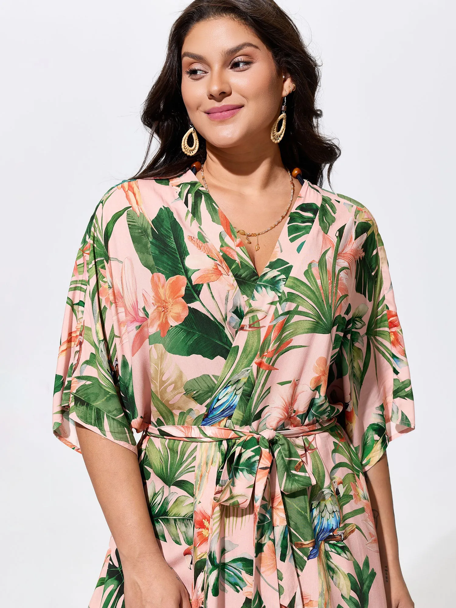 Tropical Escape Waist Tie Kimono sold by Bloomchic product image thumbnail 3