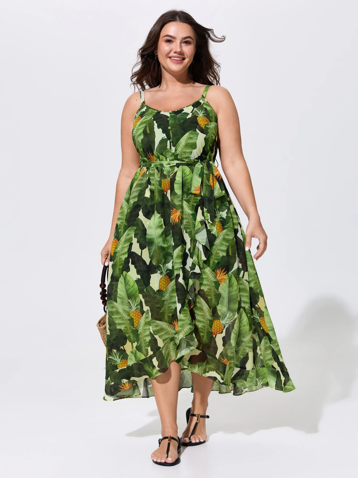 Breathabel Tropical Vacation Print Midi Dress sold by Bloomchic