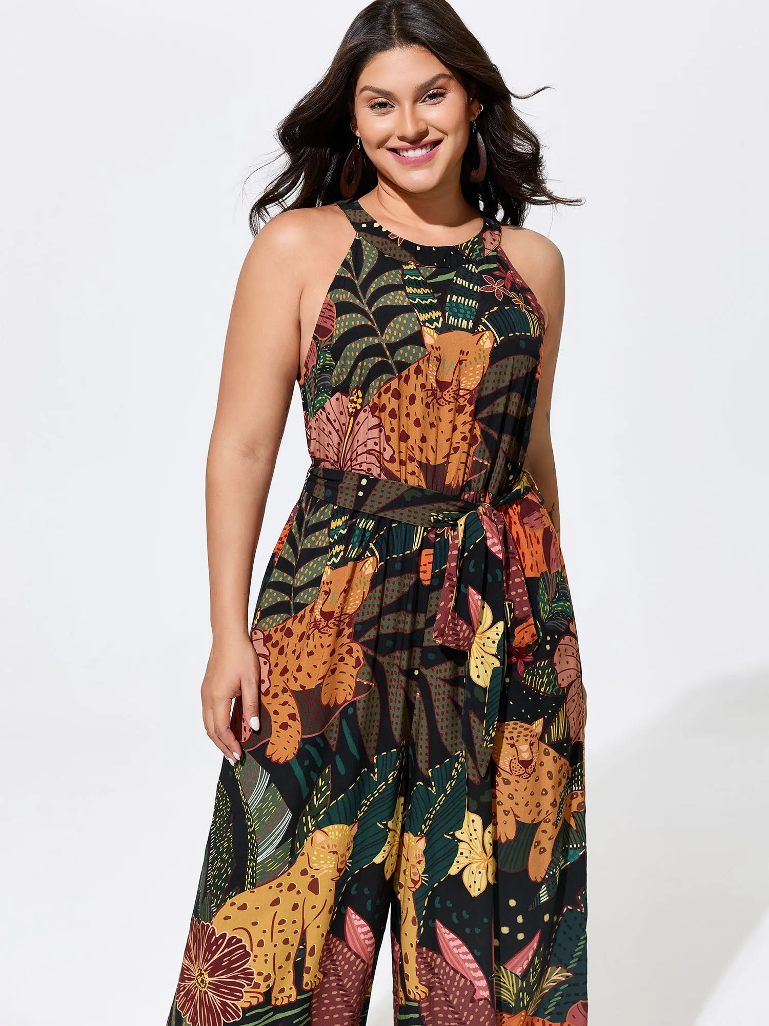 Wild Print Halter Neckline Sleeveless Jumpsuit sold by Bloomchic product image thumbnail 3