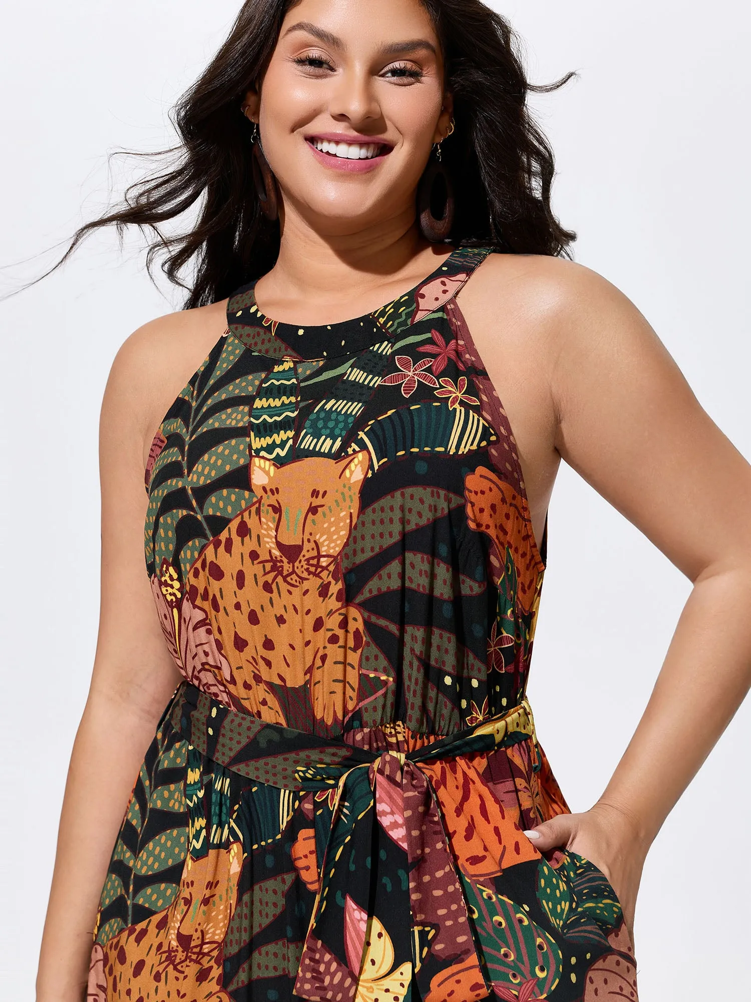 Wild Print Halter Neckline Sleeveless Jumpsuit sold by Bloomchic product image thumbnail 2