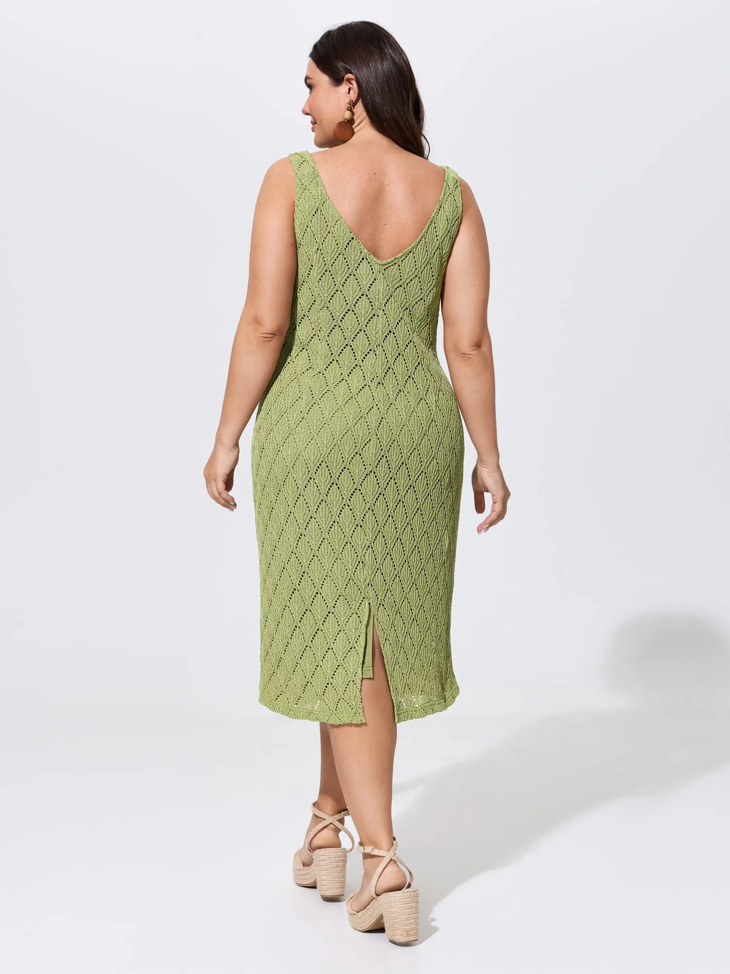 Textured Hollow Out Slim Fit Sleeveless Midi Dress sold by Bloomchic product image thumbnail 5