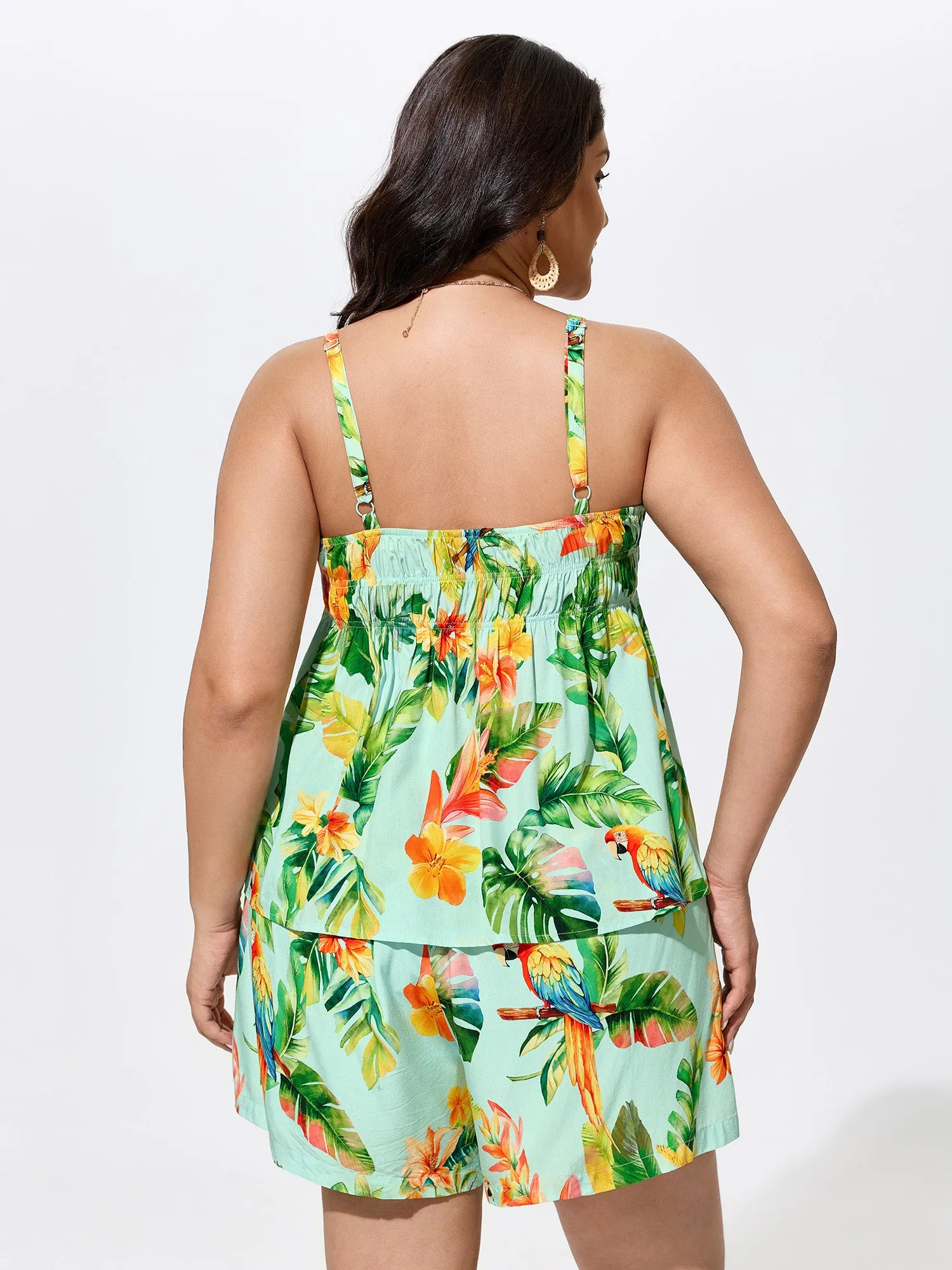 Tropical Breeze Print Shirred Neckline Tank Top sold by Bloomchic product image thumbnail 4