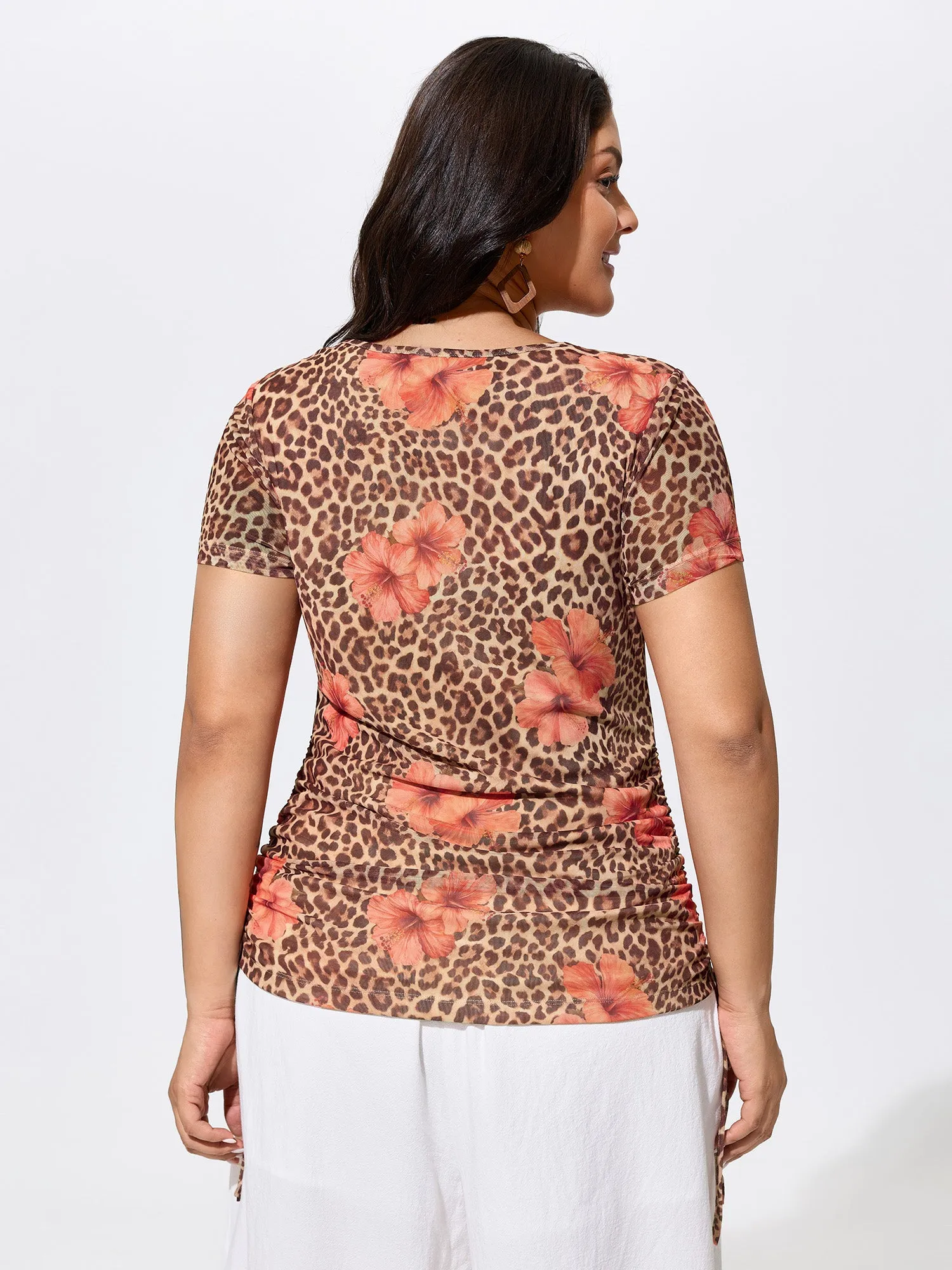 Wild-Side Leopard Print Stretchy Fitted T-Shirt sold by Bloomchic product image thumbnail 5