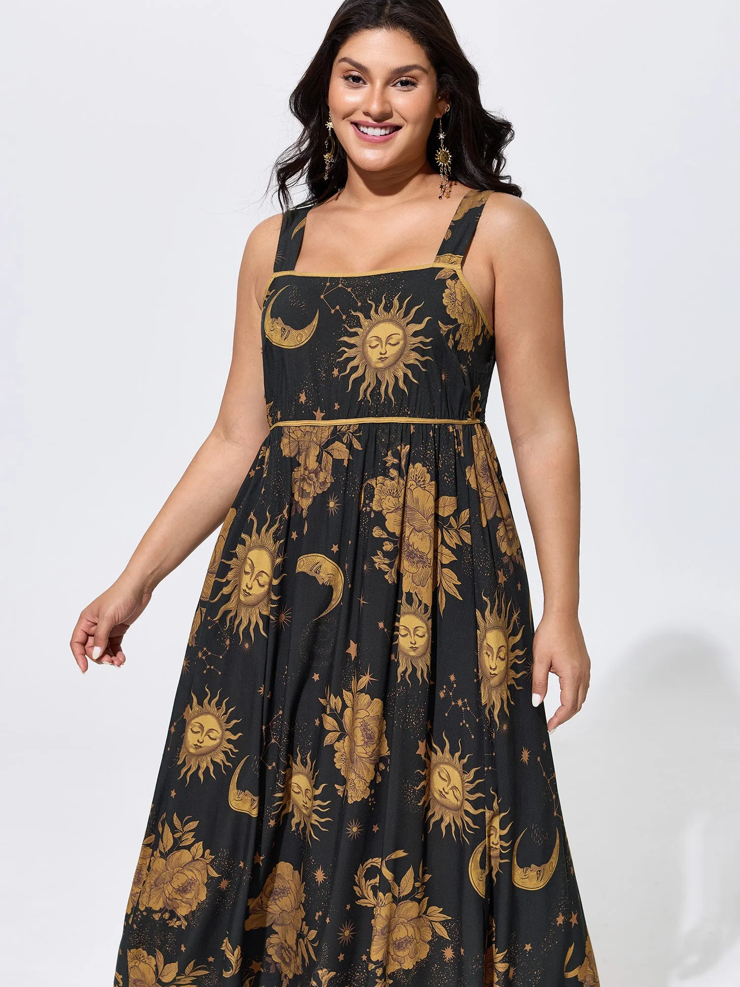 Celestial Print Wide Straps Midi Dress sold by Bloomchic product image thumbnail 3