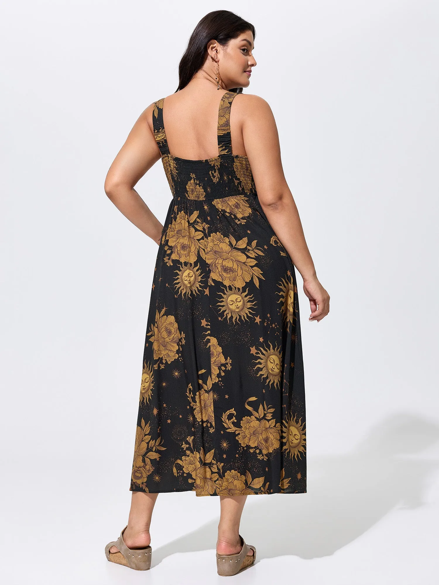 Celestial Print Wide Straps Midi Dress sold by Bloomchic product image thumbnail 5