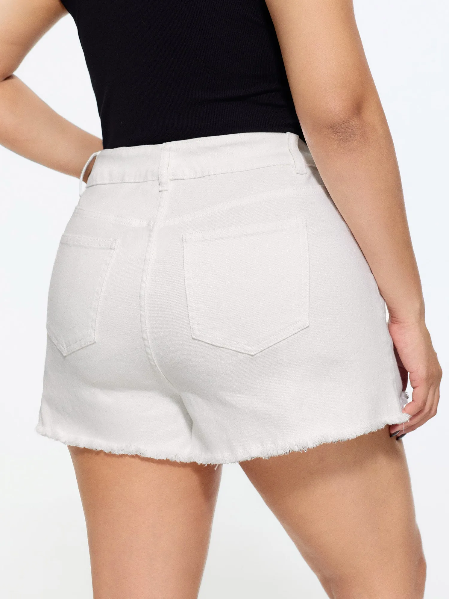 Stretchy Mid-Rise Plain Denim Shorts sold by Bloomchic product image thumbnail 4