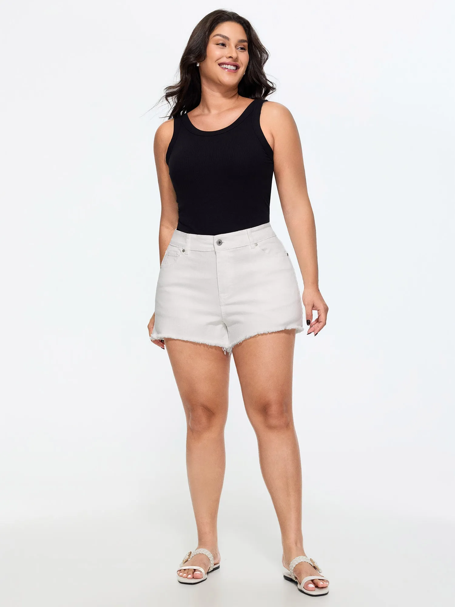 Stretchy Mid-Rise Plain Denim Shorts sold by Bloomchic product image thumbnail 2
