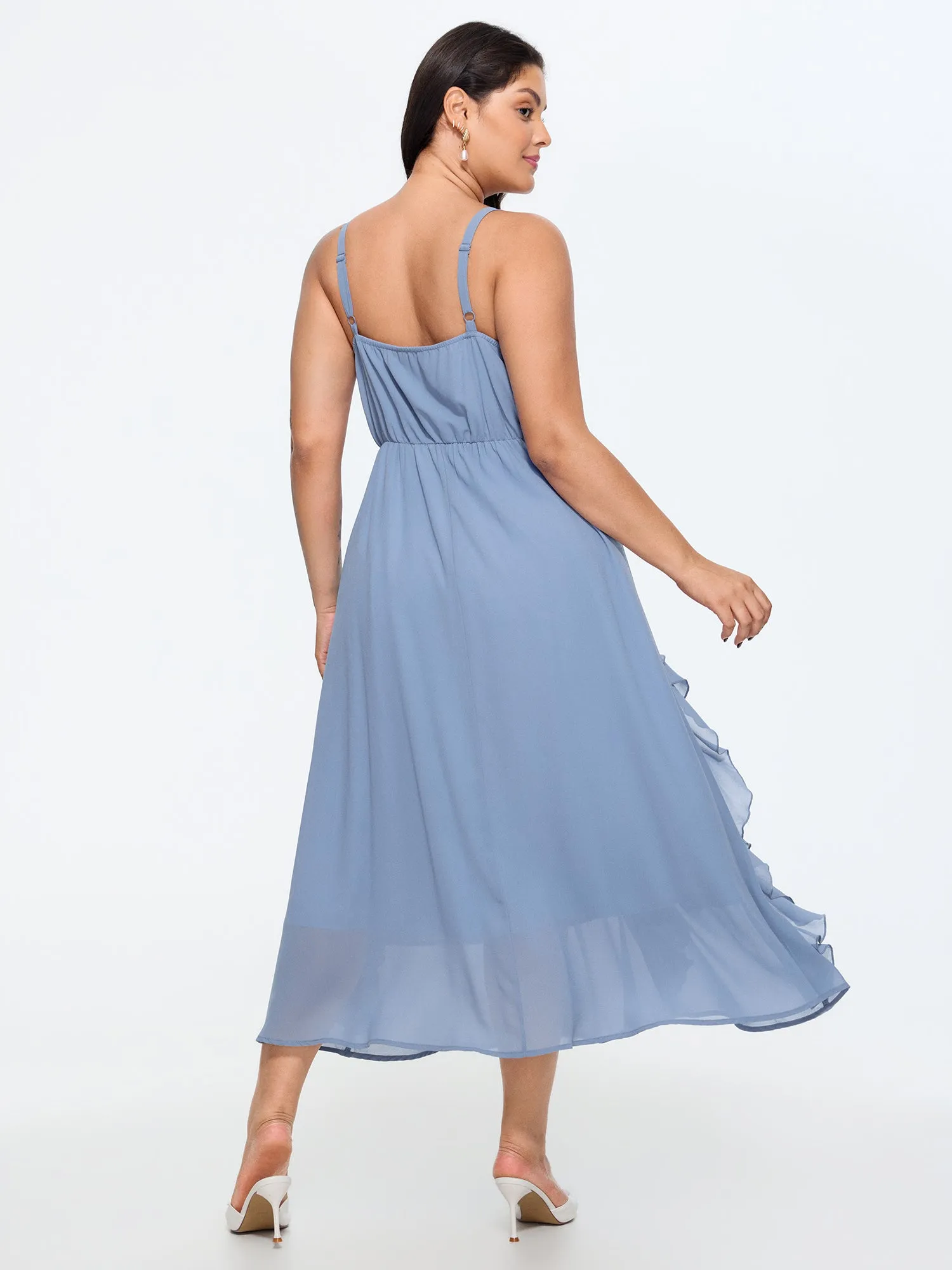 Ruffled Sides Shirred Flowy Midi Dress sold by Bloomchic product image thumbnail 5