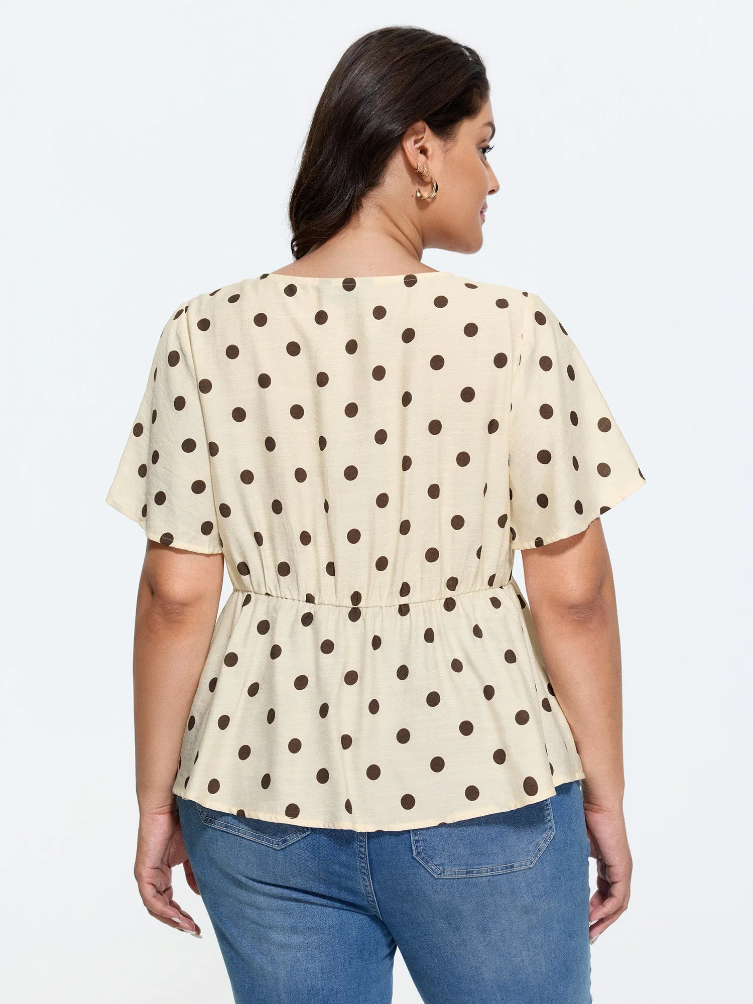 Supersoft Polka Dots V-Neck Blouse sold by Bloomchic product image thumbnail 4