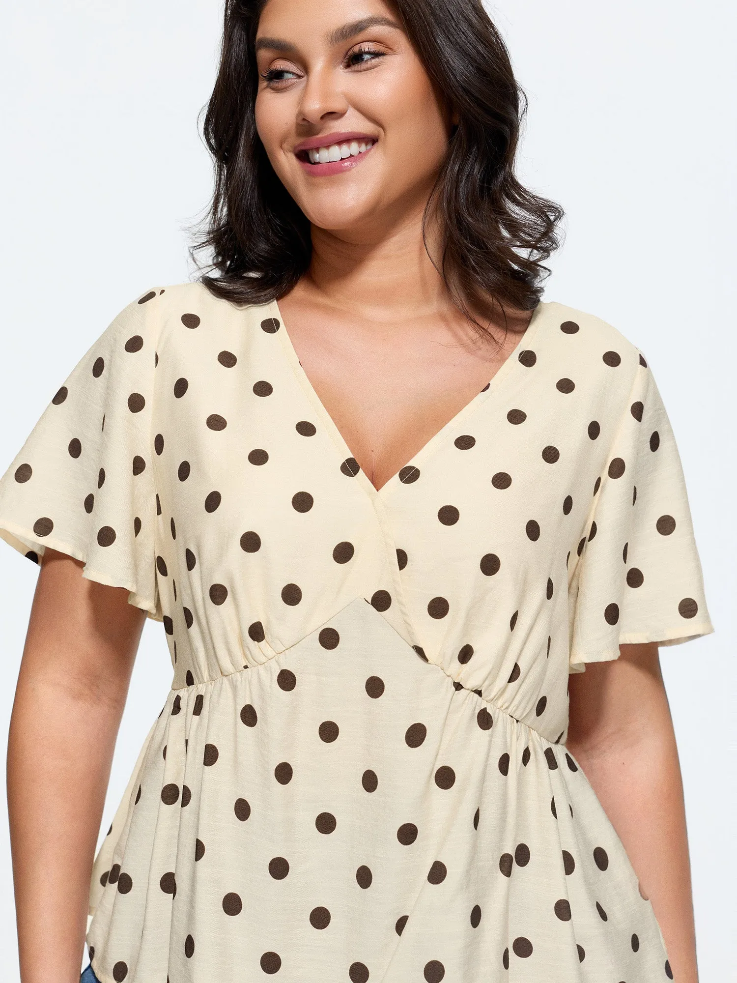 Supersoft Polka Dots V-Neck Blouse sold by Bloomchic product image thumbnail 2