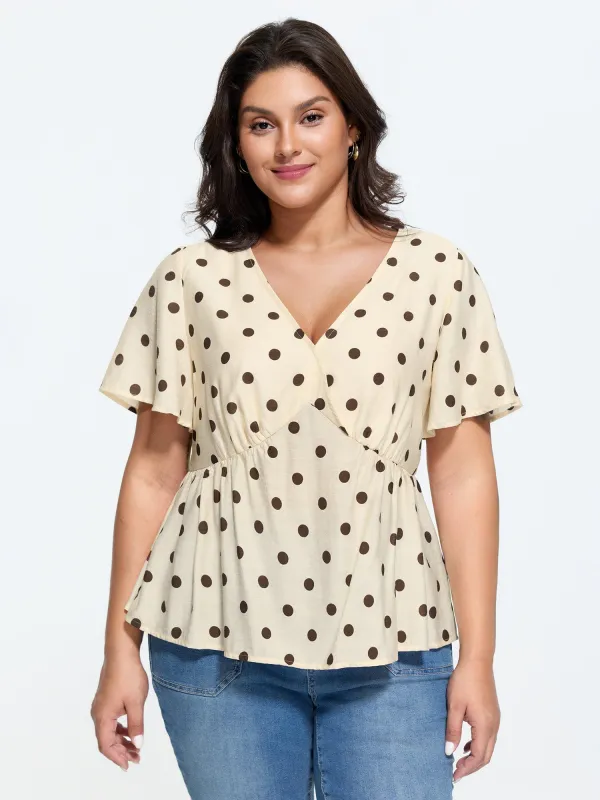 Supersoft Polka Dots V-Neck Blouse made by Bloomchic