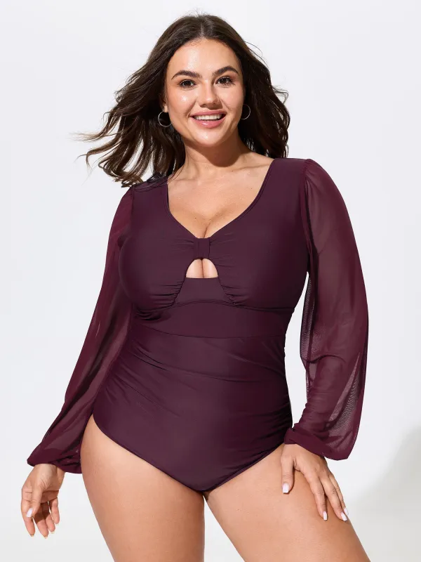 Sheer Backless Cut-Out One-Piece Swim made by Bloomchic