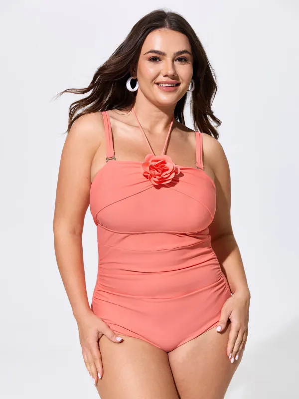 3D Floral Detail Tummy-Control One-Piece Swim made by Bloomchic