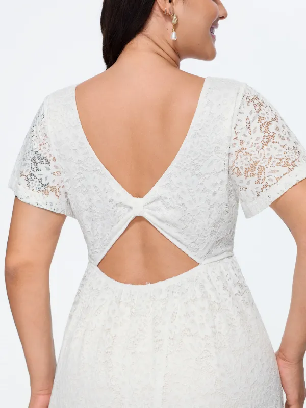 Floral Lace Textured Cut-Out Back Midi Dress made by Bloomchic