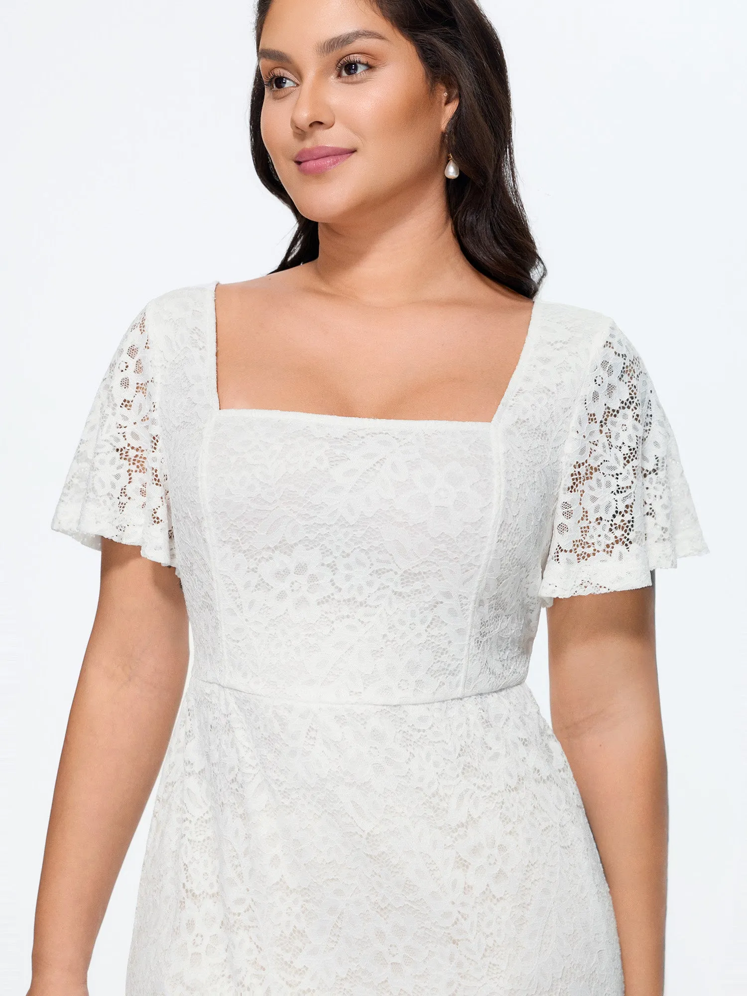 Floral Lace Textured Cut-Out Back Midi Dress sold by Bloomchic product image thumbnail 3