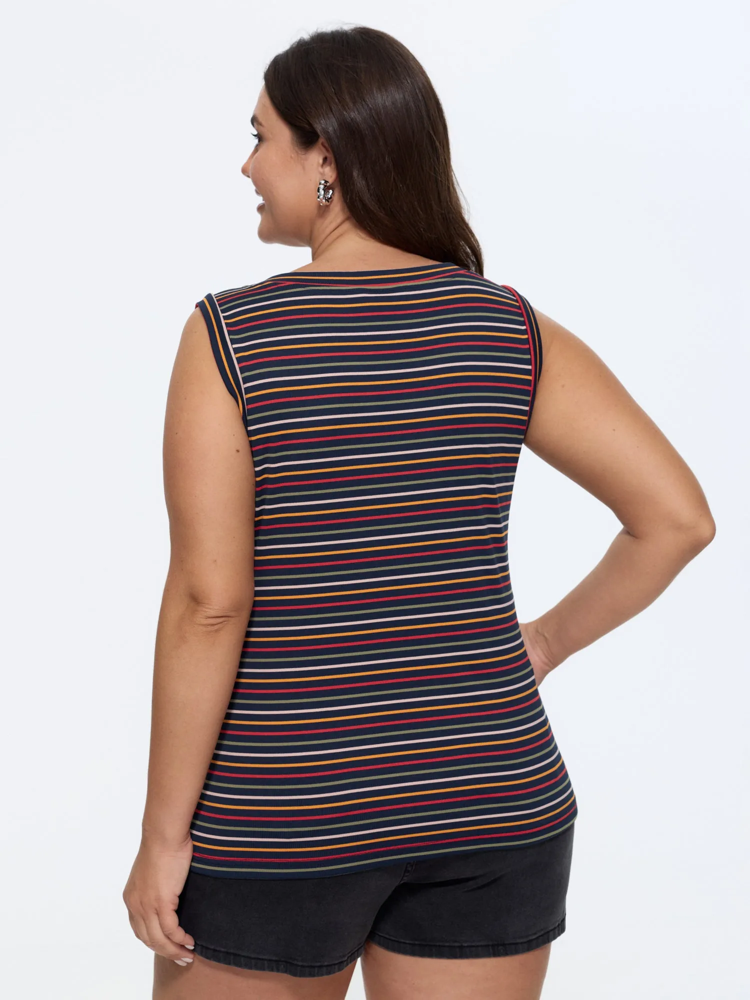 Stretchy Striped Print Waist-Defining Tank Top sold by Bloomchic product image thumbnail 5