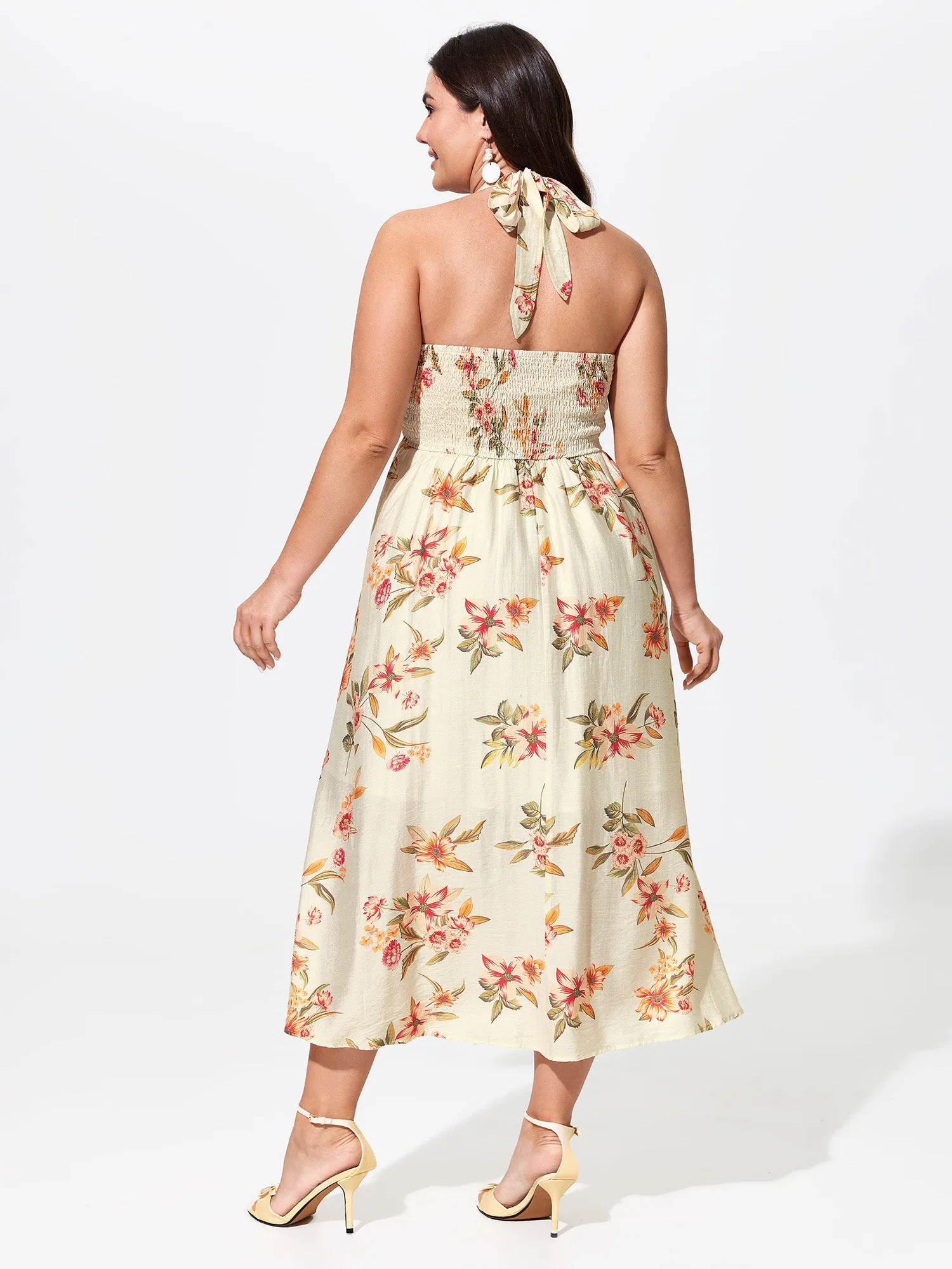 Floral Print Halter Neckline Midi Dress sold by Bloomchic product image thumbnail 4