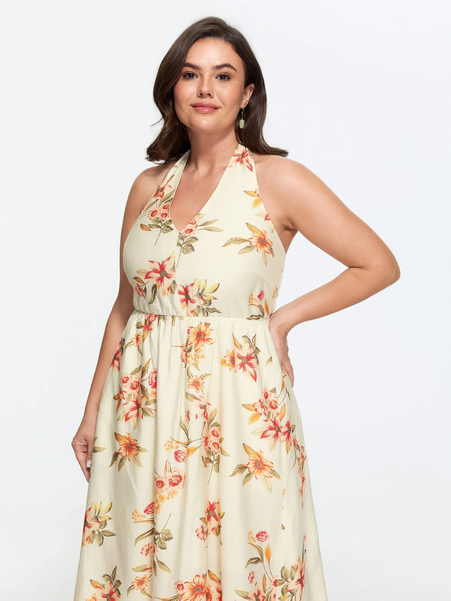Floral Print Halter Neckline Midi Dress sold by Bloomchic product image thumbnail 3