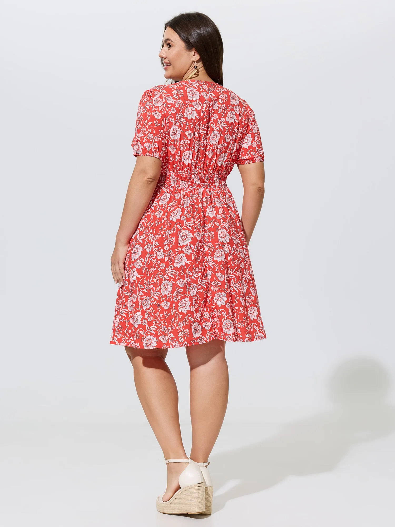 Floral Print Puffy Sleeve Flowy Mini Dress sold by Bloomchic product image thumbnail 4